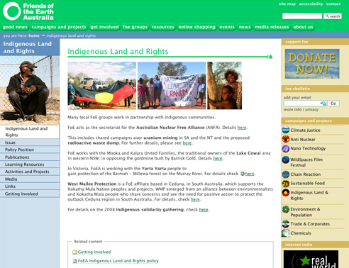 Friends of the Earth website and intranet